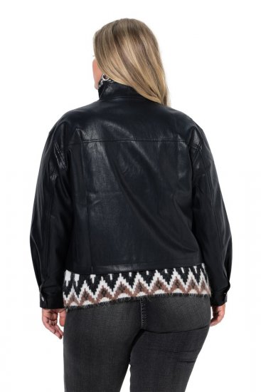 Ulla Popken 854795 Bikerjacke in Lederoptik Schwarz - Jacken - Große Jacken für Damen