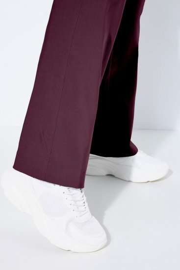Ulla Popken 854910 Warme Stretchhose mit Gummibund Aubergine - Stoffhosen - Weite Stoffhosen für Damen