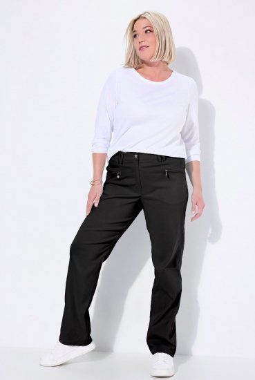 Ulla Popken 854987 Warme Stretchhose mit Komfortbund Schwarz - Stoffhosen - Weite Stoffhosen für Damen
