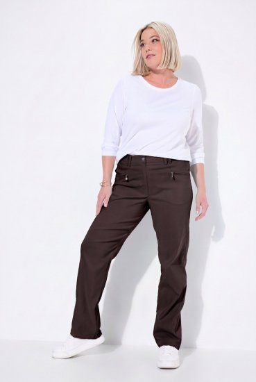 Ulla Popken 854987 Warme Stretchhose mit Komfortbund Mahagonibraun - Stoffhosen - Weite Stoffhosen für Damen