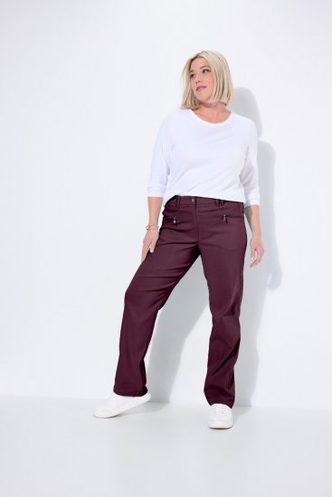 Ulla Popken 854987 Warme Stretchhose mit Komfortbund Aubergine - Stoffhosen - Weite Stoffhosen für Damen