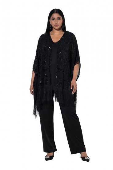 Ulla Popken 855134 Paillettenjacke Schwarz - Jacken - Große Jacken für Damen
