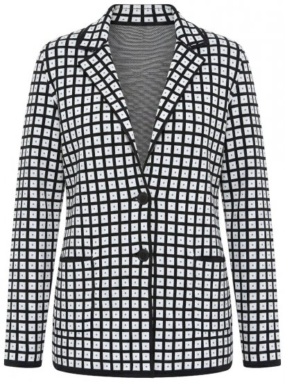 Ulla Popken 855173 Karierter Strickblazer Wollweiß - Blazer - Blazer für Frauen in Großgrößen