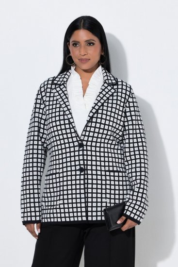 Ulla Popken 855173 Karierter Strickblazer Wollweiß - Blazer - Blazer für Frauen in Großgrößen