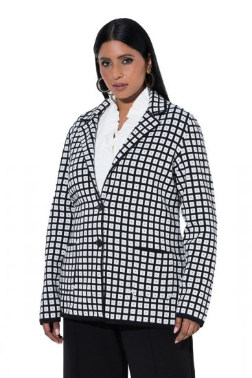 Ulla Popken 855173 Karierter Strickblazer Wollweiß - Blazer - Blazer für Frauen in Großgrößen