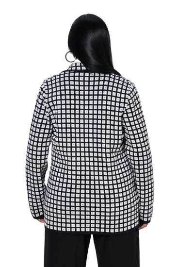 Ulla Popken 855173 Karierter Strickblazer Wollweiß - Blazer - Blazer für Frauen in Großgrößen