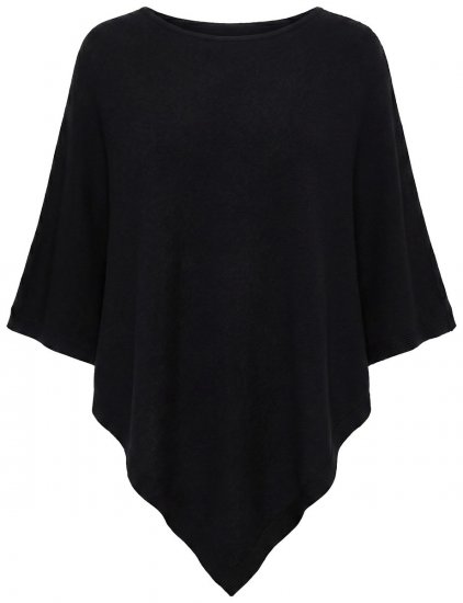 Ulla Popken 855277 Strickponcho mit Zipfelsaum und U-Boot-Ausschnitt Schwarz - Ponchos & Capes - 
