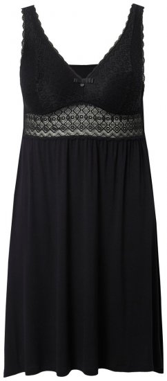 Ulla Popken 855428 Negligé mit Spitze Schwarz - Nachthemden - 