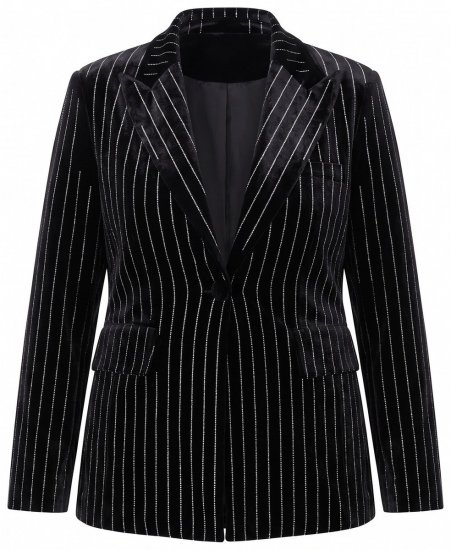 Ulla Popken 855499 Samtblazer mit Strasssteinen Schwarz - Blazer - Blazer für Frauen in Großgrößen