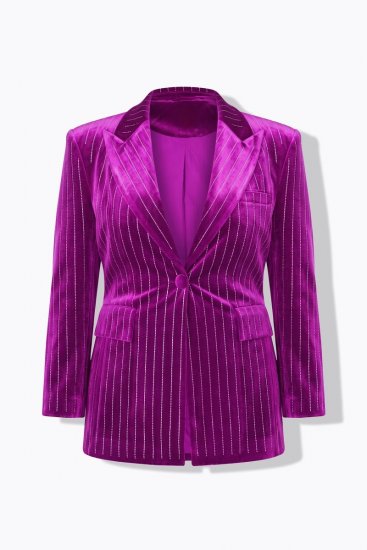 Ulla Popken 855499 Samtblazer mit Strasssteinen Magenta - Blazer - Blazer für Frauen in Großgrößen