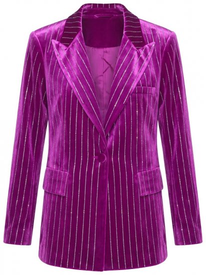 Ulla Popken 855499 Samtblazer mit Strasssteinen Magenta - Blazer - Blazer für Frauen in Großgrößen