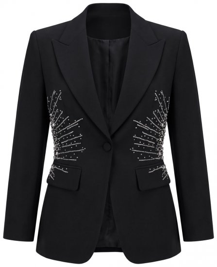 Ulla Popken 855550 Taillierter Blazer mit Glitzersteinen Schwarz - Blazer - Blazer für Frauen in Großgrößen