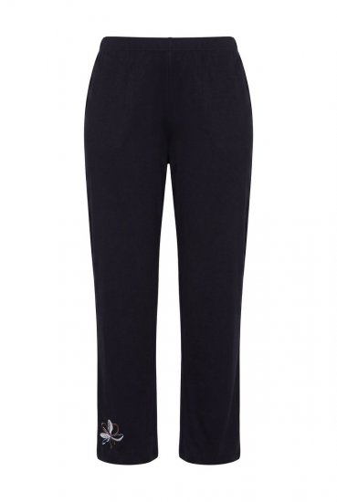 Ulla Popken 856134 Pyjama mit Blumenmuster Schwarz - Pyjama/Loungewear - 