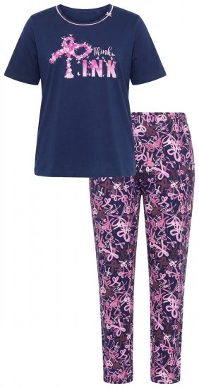 Ulla Popken 856141 Pyjama mit langen Ärmeln Dunkelblau - Pyjama/Loungewear - 