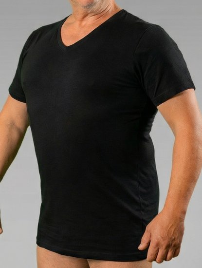 20 Nodi 9001 Short Sleeve V-Neck in Stretch Cotton Black - Unterhemden -