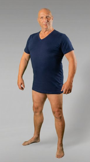 20 Nodi 9001 Short Sleeve V-Neck in Stretch Cotton Navy - Unterhemden -