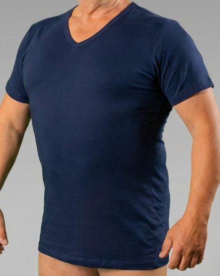 20 Nodi 9001 Short Sleeve V-Neck in Stretch Cotton Navy - Unterhemden -