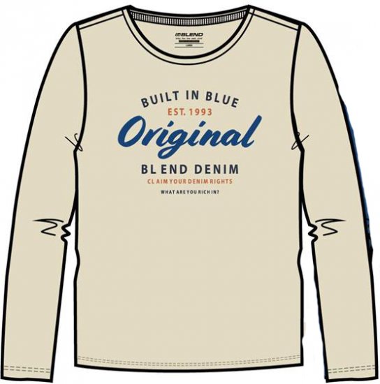 Blend T-Shirt 4933 Cloud Cream - Herren-T-Shirts - Herren-T-Shirts in großen Größen
