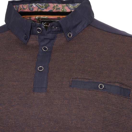 Kam Jeans 5490 Jersey Weave Contrast Polo Navy - Polo-shirts für herren - Polo-Shirts für Herren in großen Größen