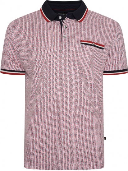 Kam Jeans 5487 Dobby Print Pique Polo Red - Polo-shirts für herren - Polo-Shirts für Herren in großen Größen