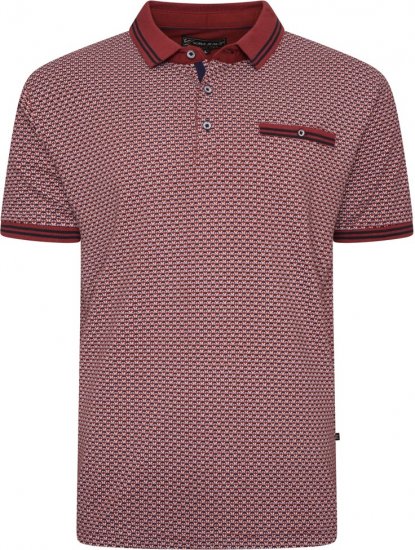  Kam Jeans 5488 Dobby Print Pique Polo Wine - Polo-shirts für herren - Polo-Shirts für Herren in großen Größen