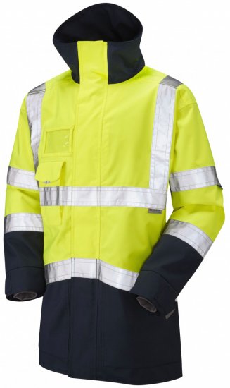 Leo Clovelly Breathable Executive Anorak Hi-Vis Yellow/Navy - Herren arbeitskleidung - Herren Arbeitskleidung Große Größen