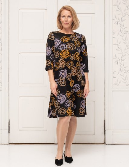 Scandinavian Caramel Flower Petals Dress Lavender and Orange - DAMENMODE 40-66 - 