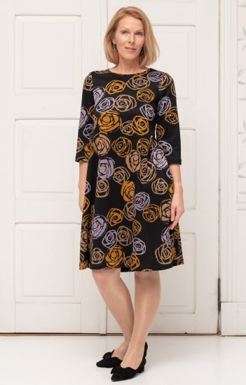 Scandinavian Caramel Flower Petals Dress Lavender and Orange - DAMENMODE 40-66 - 