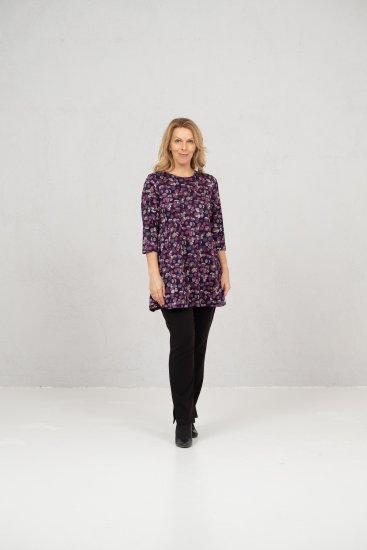 Scandinavian Caramel Flower Petals Tunic Purple - T-Shirts - 