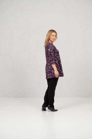 Scandinavian Caramel Flower Petals Tunic Purple - T-Shirts - 