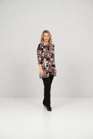 Scandinavian Caramel Flower Petals Tunic Brown - Bedruckte T-shirts für damen - 