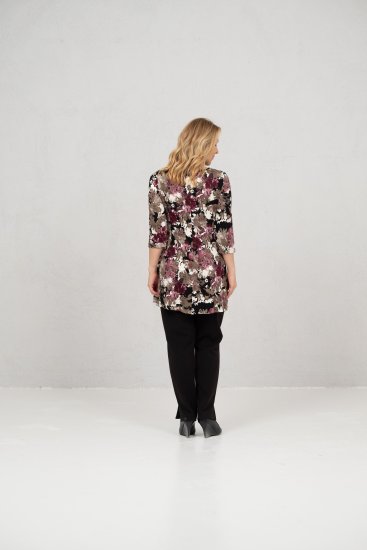 Scandinavian Caramel Flower Petals Tunic Brown - Bedruckte T-shirts für damen - 