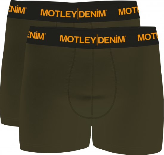Motley Denim Amsterdam Boxershorts Dark Khaki 2-pack - Herrenunterwäsche & bademode - Herrenunterwäsche & Bademode in großen Größen