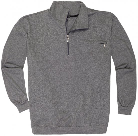 Adamo Athen Sweatshirt Half Zipper Grey - Herren-sweater und -hoodies - Herren-Sweater und -Hoodies in großen Größen