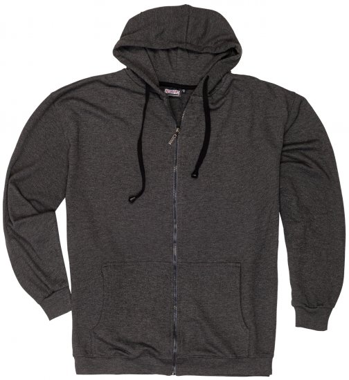 Adamo Athen Hoodie with Zipper Charcoal - Herren-sweater und -hoodies - Herren-Sweater und -Hoodies in großen Größen