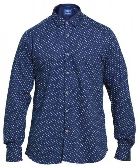 D555 Bainton Long Sleeve Shirt Navy - Herrenhemden - Herrenhemden in großen Größen