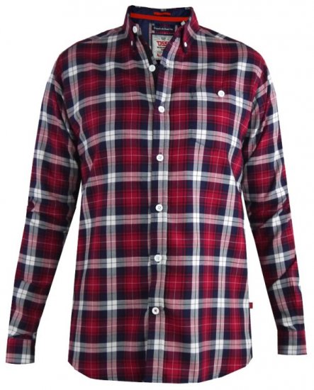 D555 Baltimore Checked Shirt Red - Herrenhemden - Herrenhemden in großen Größen