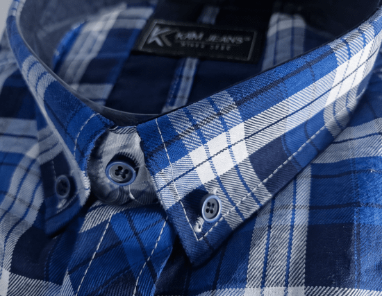Kam Jeans 6369 Checked Short Sleeve Shirt Blue - Herrenhemden - Herrenhemden in großen Größen