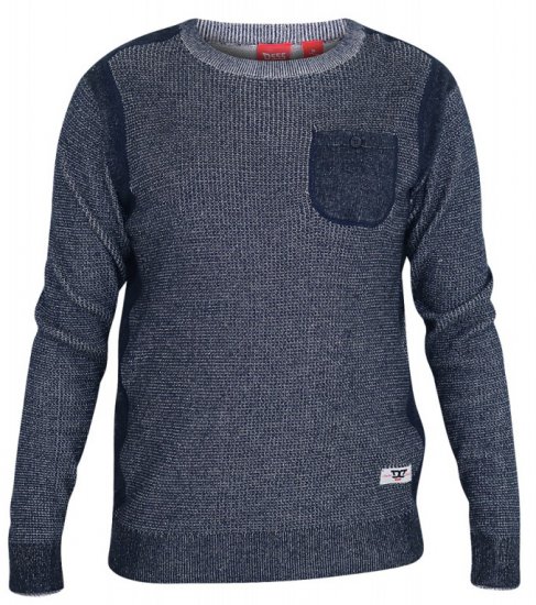 D555 Bryson Crewneck Sweater with Pocket Navy - Herren-Sweater und -Hoodies in großen Größen - Herren-Sweater und -Hoodies in großen Größen