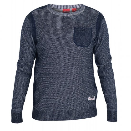 D555 Bryson Crewneck Sweater with Pocket Navy - Herren-sweater und -hoodies - Herren-Sweater und -Hoodies in großen Größen