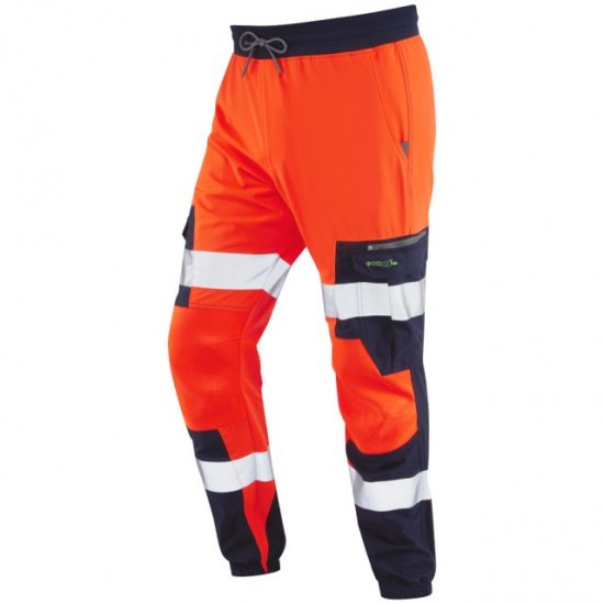 Leo Hawkcombe Ecoviz High Performance Ballistic Stretch Trousers Hi-Vis Orange/Navy - Herren arbeitskleidung - Herren Arbeitskleidung Große Größen