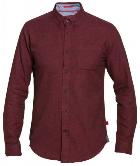 D555 Dawson Textured Shirt Dark Red - Herrenhemden - Herrenhemden in großen Größen