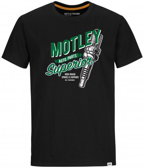 Motley Denim Derry T-shirt Green on Black - Herren-T-Shirts - Herren-T-Shirts in großen Größen