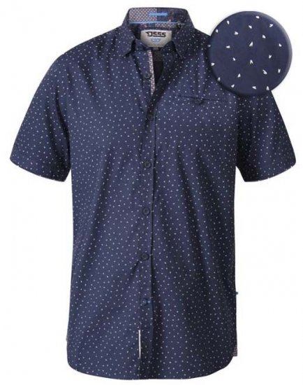 D555 Derwent Short Sleeve Shirt Navy - Herrenhemden - Herrenhemden in großen Größen