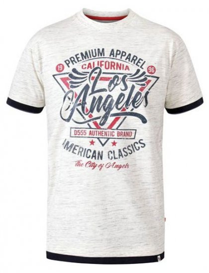 D555 Ellwood Los Angeles Crew Neck Printed T-Shirt Off White Reno - Herren-T-Shirts - Herren-T-Shirts in großen Größen