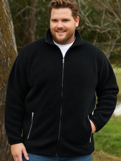 Espionage FL043 Sherpa-Fleecejacke Schwarz - Herren jacken - Herren Jacken in großen Größen