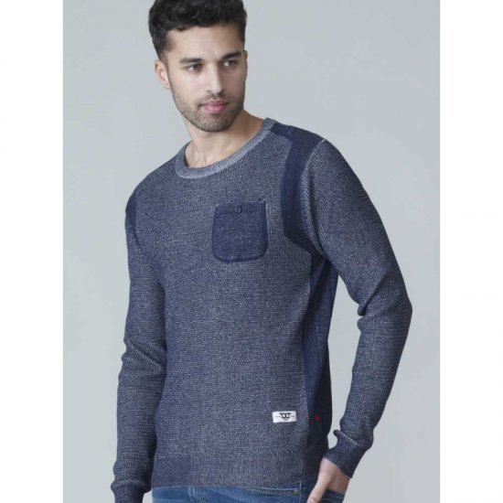 D555 Bryson Crewneck Sweater with Pocket Navy - Herren-sweater und -hoodies - Herren-Sweater und -Hoodies in großen Größen