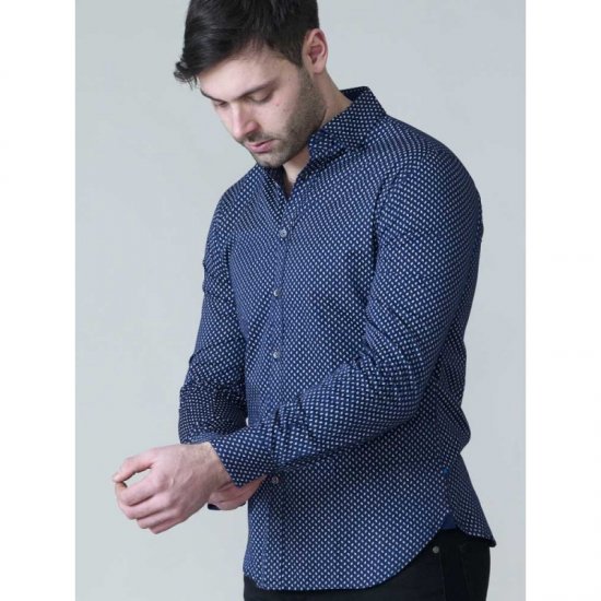 D555 Lavar Long Sleeve Diamond Printed Shirt - Herrenhemden - Herrenhemden in großen Größen