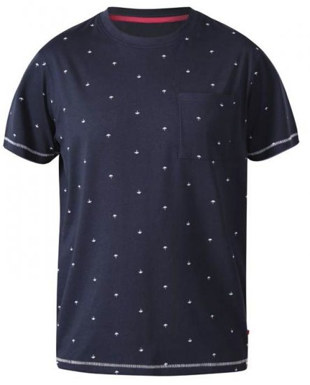 D555 Forbes Umbrella Printed Crew Neck T-Shirt Navy - Herren-T-Shirts - Herren-T-Shirts in großen Größen