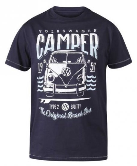 D555 Gorton Official Licensed VW Product Campervan Printed T-Shirt Navy - Herren-T-Shirts - Herren-T-Shirts in großen Größen